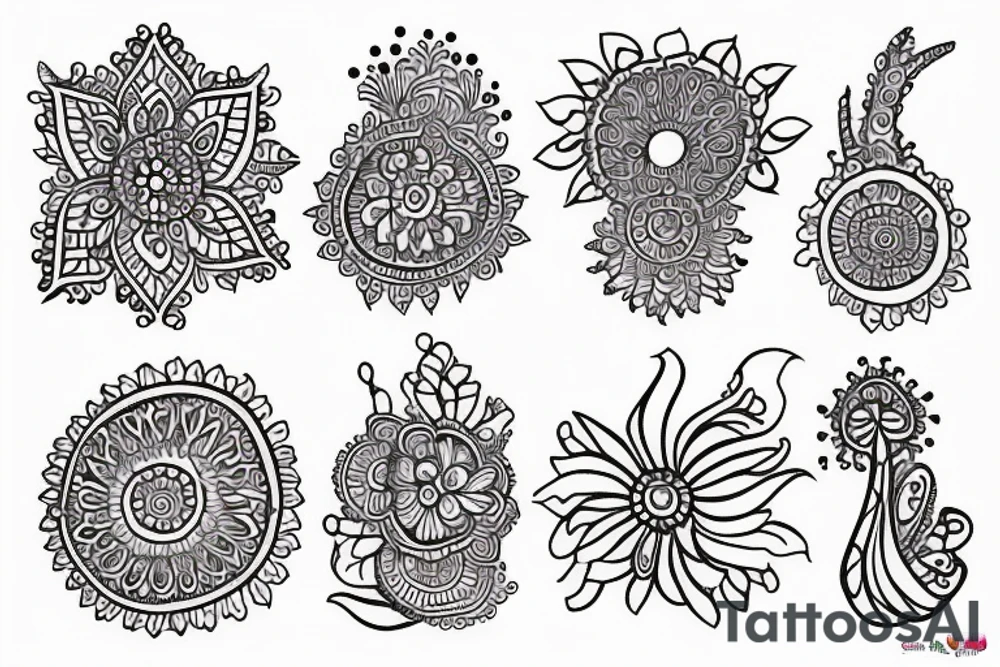 Mushroom henna design tattoo idea