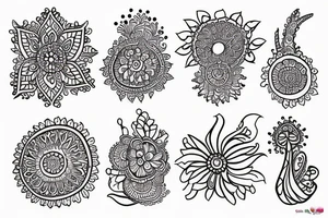 Mushroom henna design tattoo idea