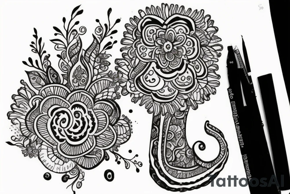 Mushroom henna design tattoo idea