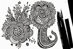 Mushroom henna design tattoo idea