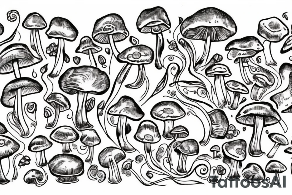 Mushroom in henna design tattoo idea