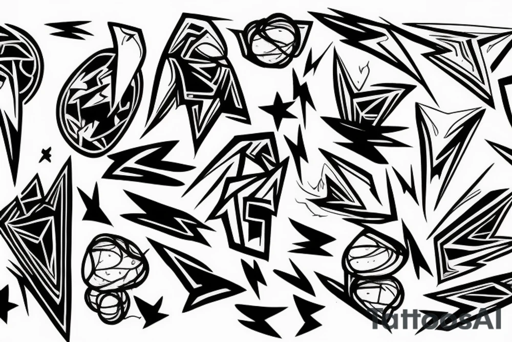 lightning, detail, abstract random lines, broken glass tattoo idea