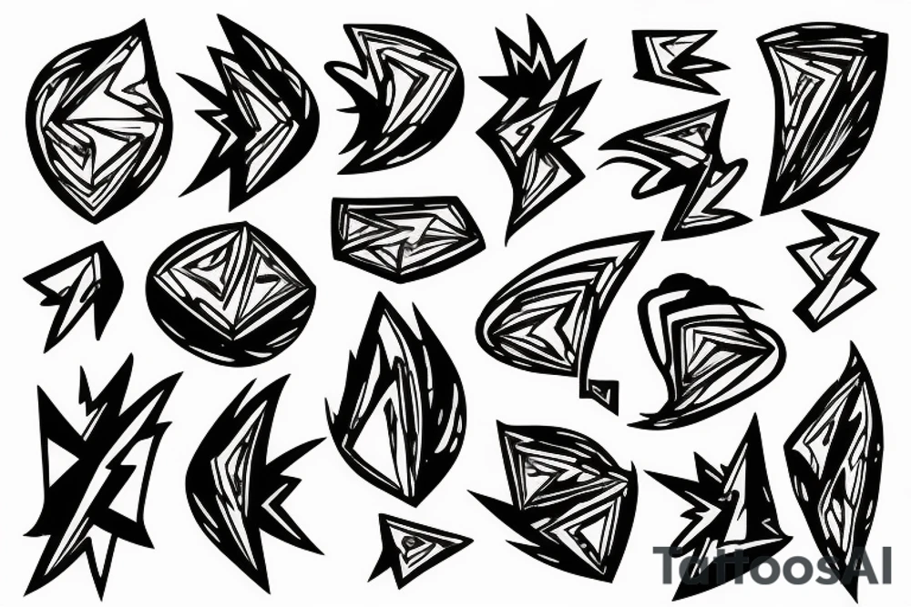lightning, detail, abstract random lines, broken glass tattoo idea