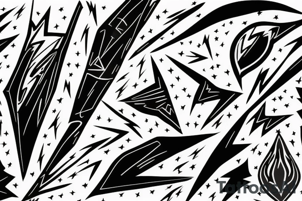 lightning, detail, abstract random lines, broken glass tattoo idea