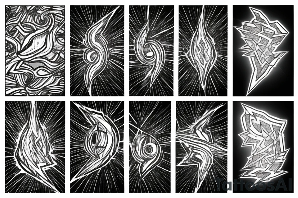 lightning, detail, abstract random lines, broken glass tattoo idea