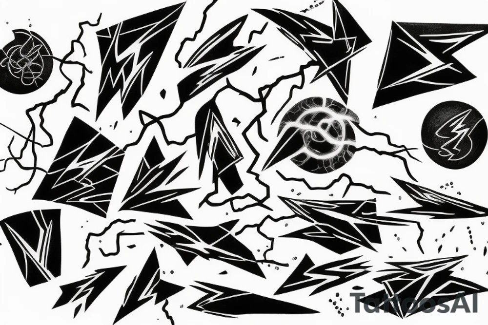 lightning, detail, abstract random lines, broken glass tattoo idea