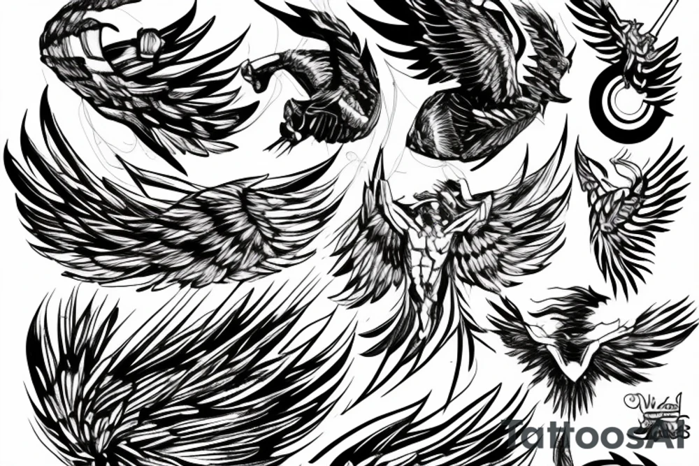 lightning, detail, abstract random lines, broken glass, icarus, wings tattoo idea