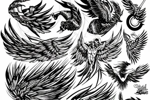 lightning, detail, abstract random lines, broken glass, icarus, wings tattoo idea