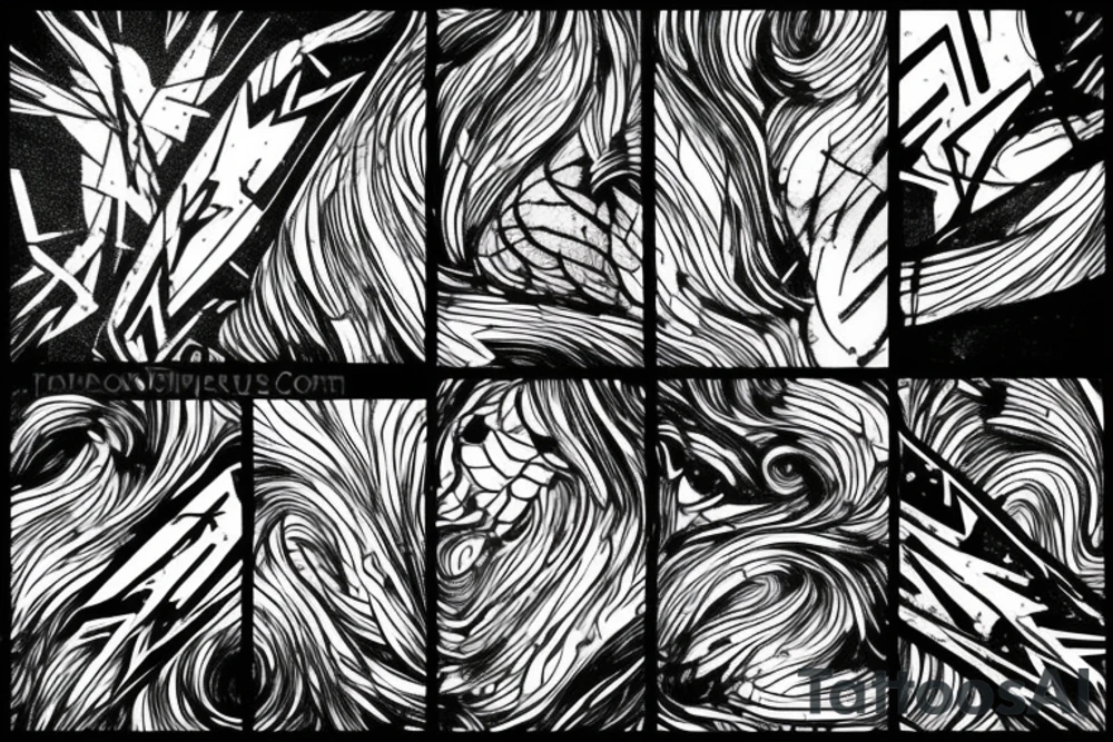 lightning, detail, abstract random lines, broken glass, icarus tattoo idea