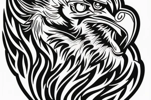 Left shoulder to mid-arm sleeve depicting bald Eagle, lion, and Christian cross tattoo idea