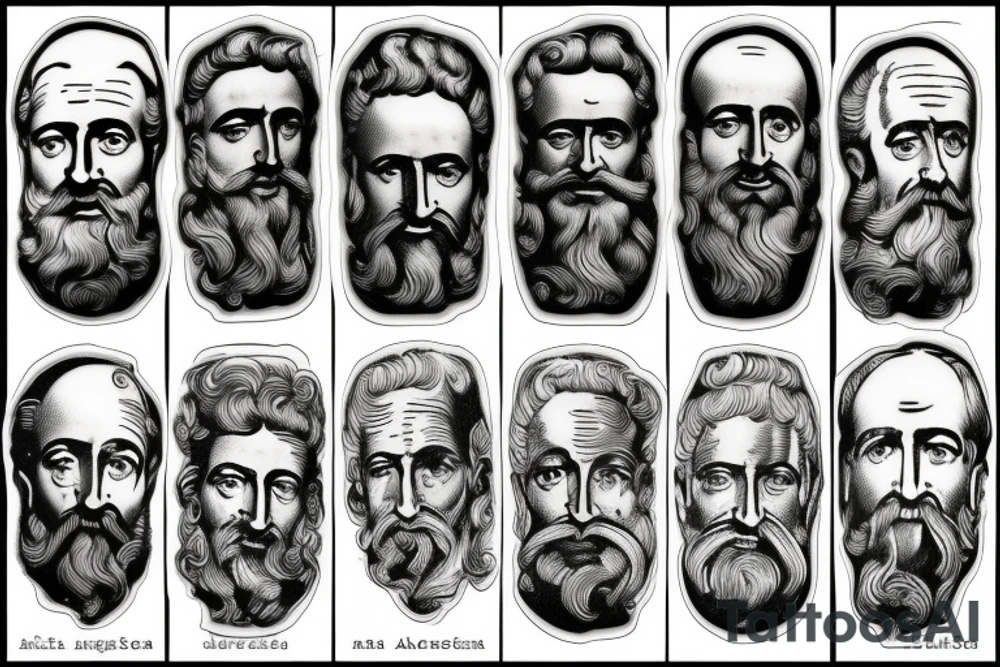 marcus aurelius, seneca and other stoists tattoo idea