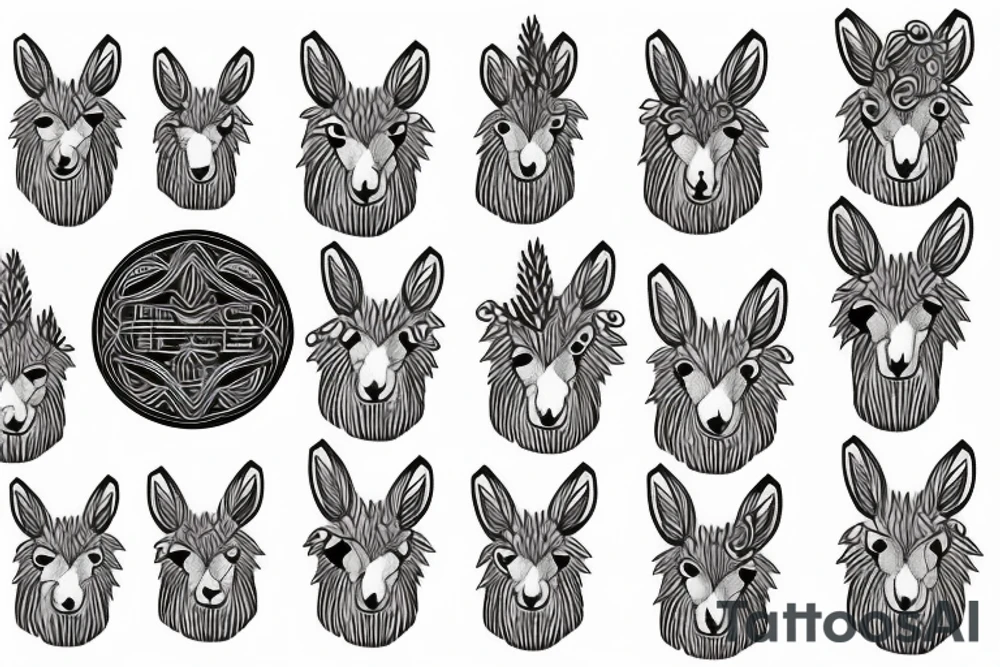 llama near a pine tree tattoo idea