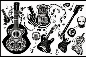 Drink beer play guitar tattoo idea