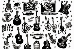 Drink beer play guitar tattoo idea