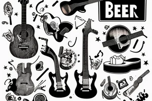 Drink beer play guitar tattoo idea