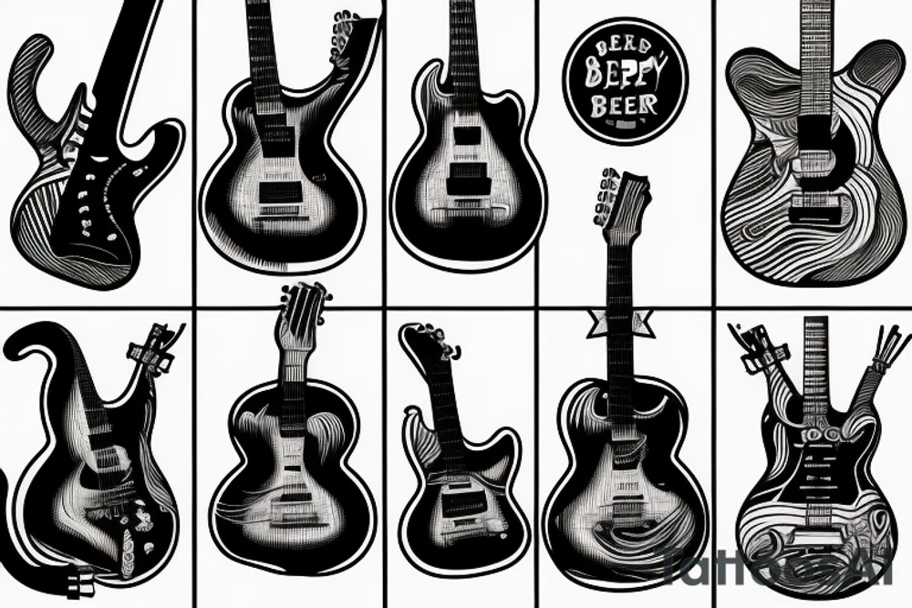 Drink beer play guitar tattoo idea