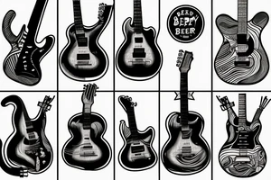 Drink beer play guitar tattoo idea