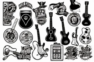 Man Drink beer play guitar tattoo idea