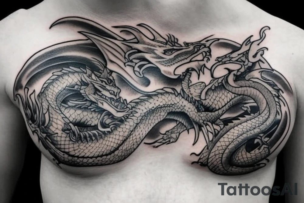 Dragon on chest tattoo idea