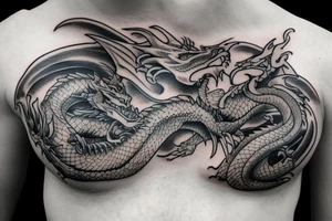 Dragon on chest tattoo idea