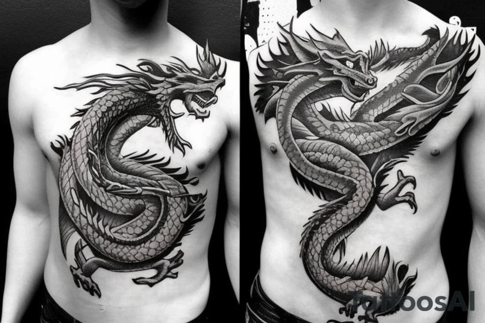 Dragon on chest tattoo idea