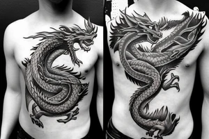 Dragon on chest tattoo idea