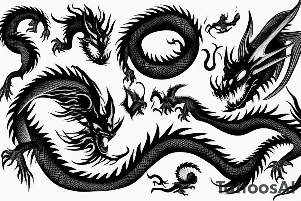 Dragon one side of chest tattoo idea