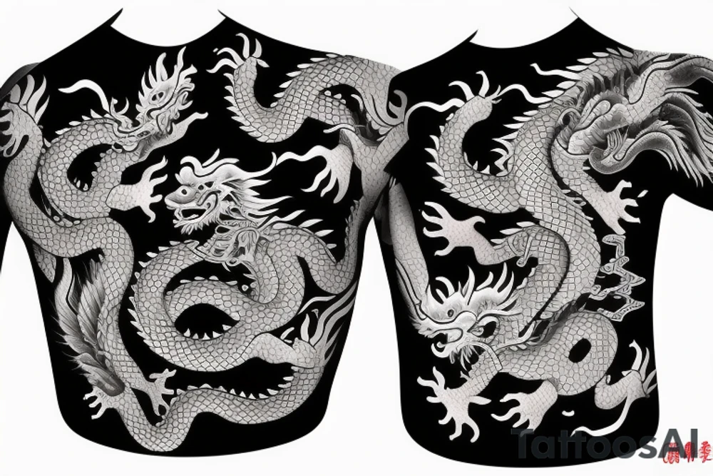 Chinese Dragon one side of chest tattoo idea
