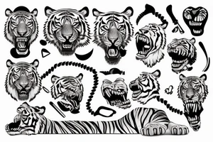 tiger with tooths and nails tattoo idea