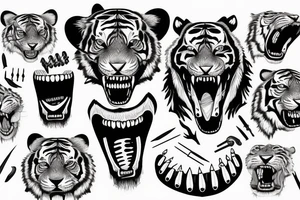 tiger with tooths and nails tattoo idea