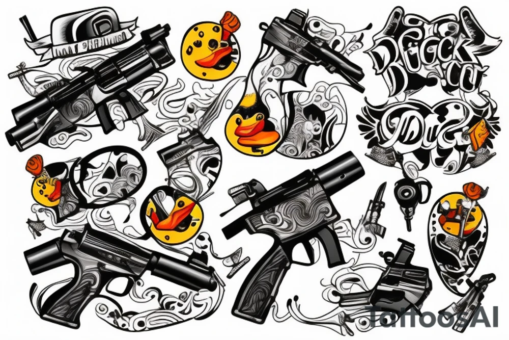 duck with a gun tattoo idea