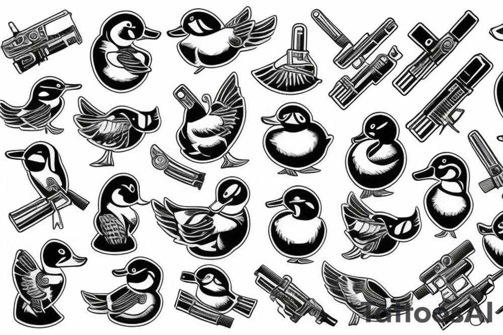 duck with a gun tattoo idea