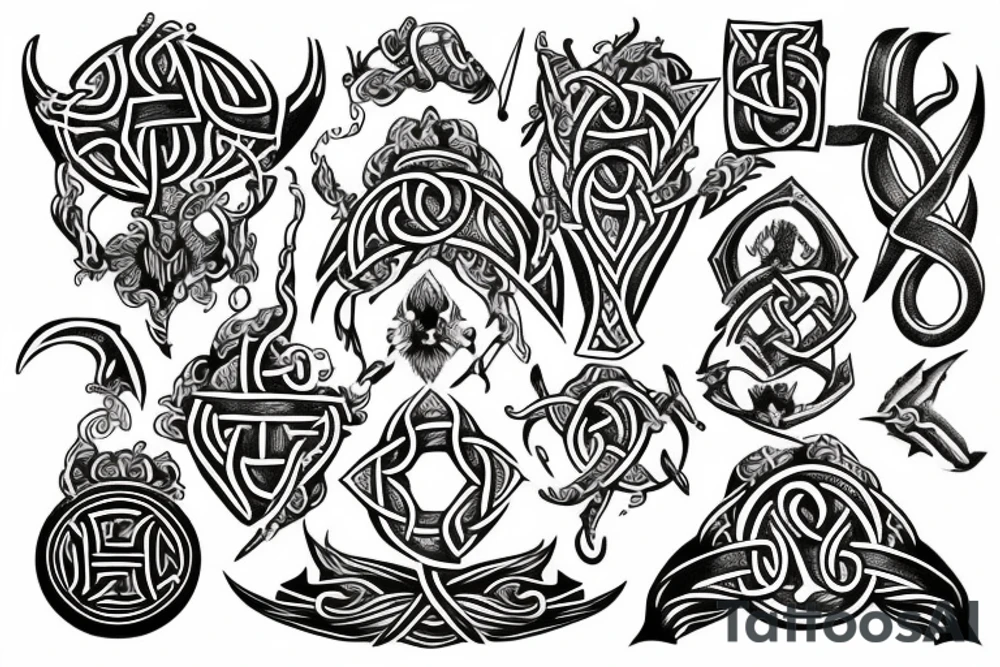 viking style blackwork tattoo tattoo idea