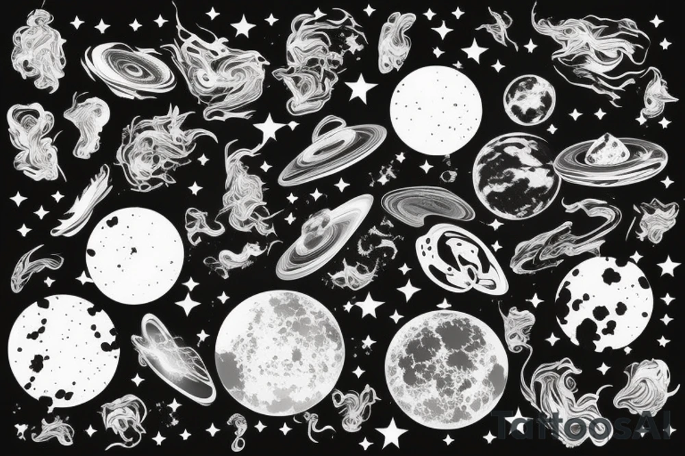 Crack in stone revealing the galaxy tattoo idea