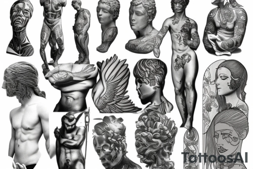Male statue tattoo idea