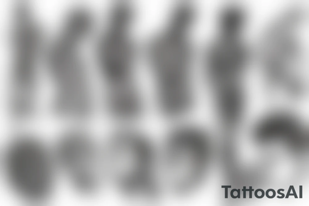 Male statue line drawing tattoo idea