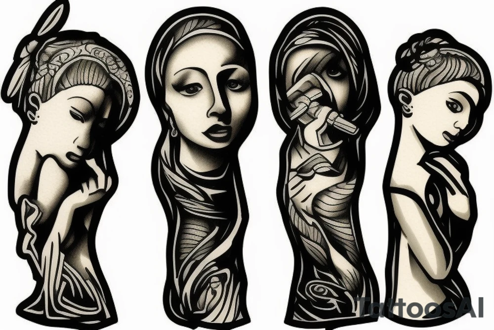 Green statue tattoo idea