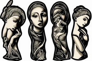 Green statue tattoo idea