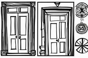 Outline of a house door with 505 inside it tattoo idea