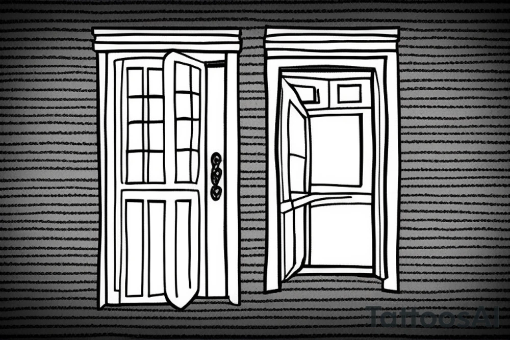 Outline of a house door with 505 inside it tattoo idea