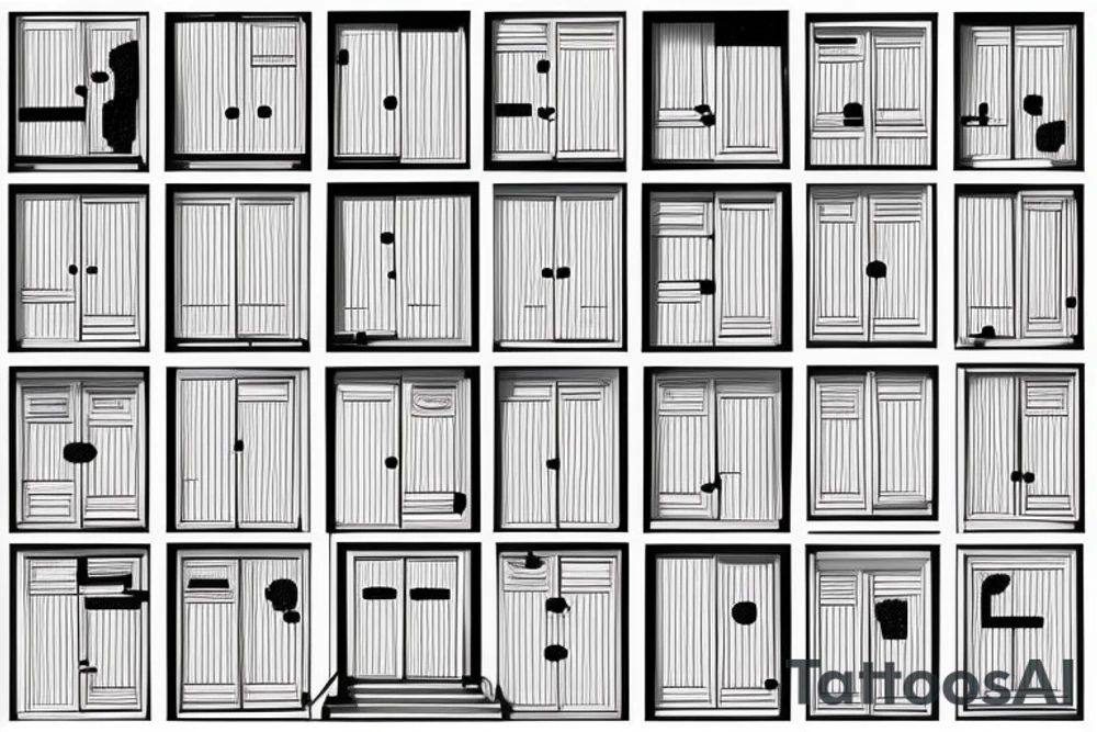 Outline of a house door with the numbers 505 inside it tattoo idea