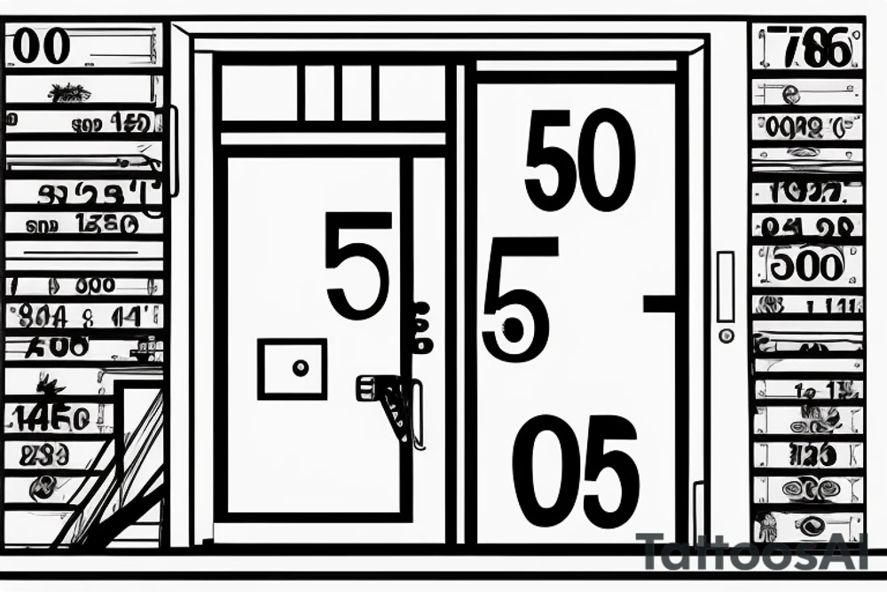 Outline of a house door with the numbers 505 inside it tattoo idea