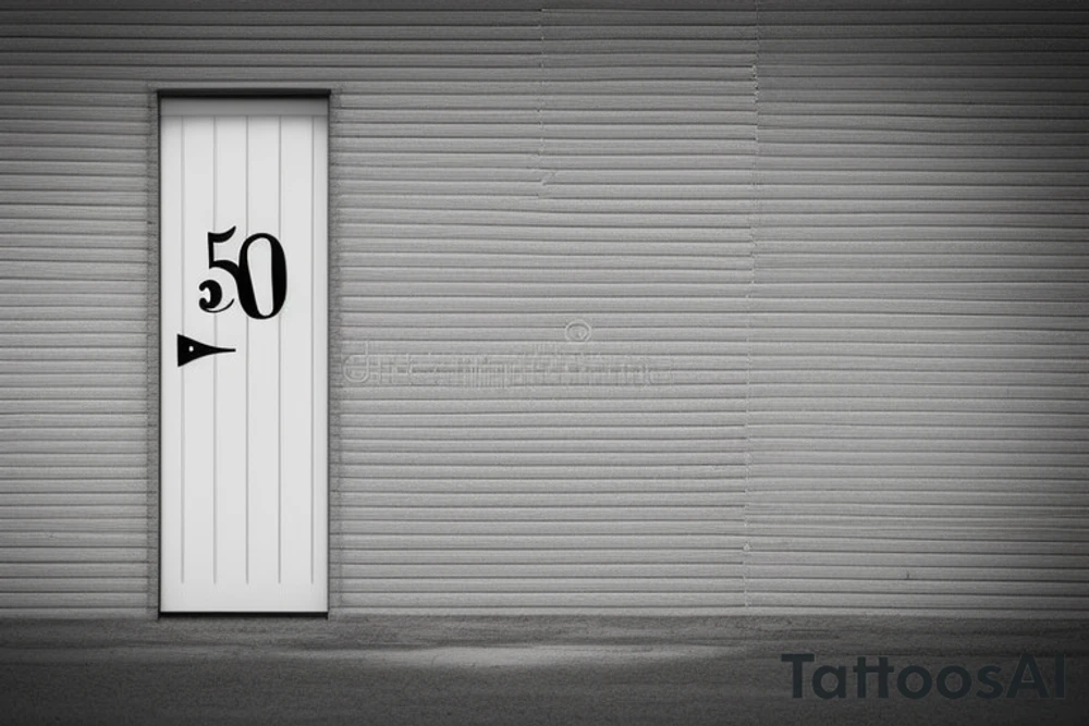 Outline of a house door with the numbers “505” inside it tattoo idea