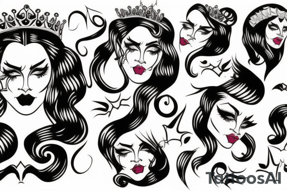 Half bull half queen face tattoo idea
