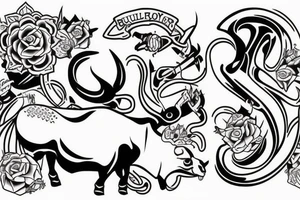 Bull split down the middle with a queen on the other side tattoo idea