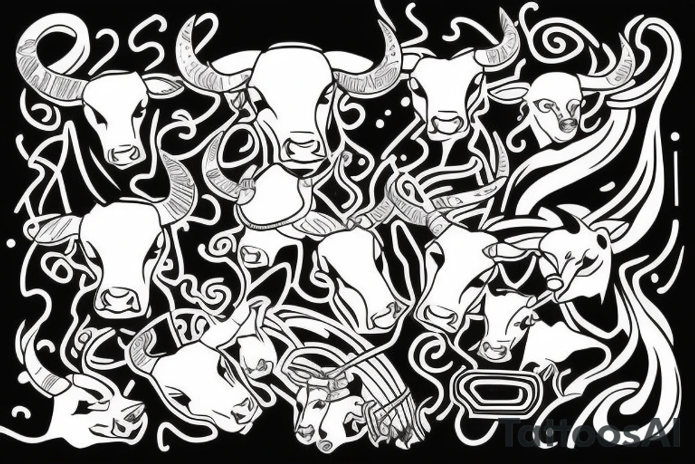 Bull split down the middle with a queen on the other side tattoo idea