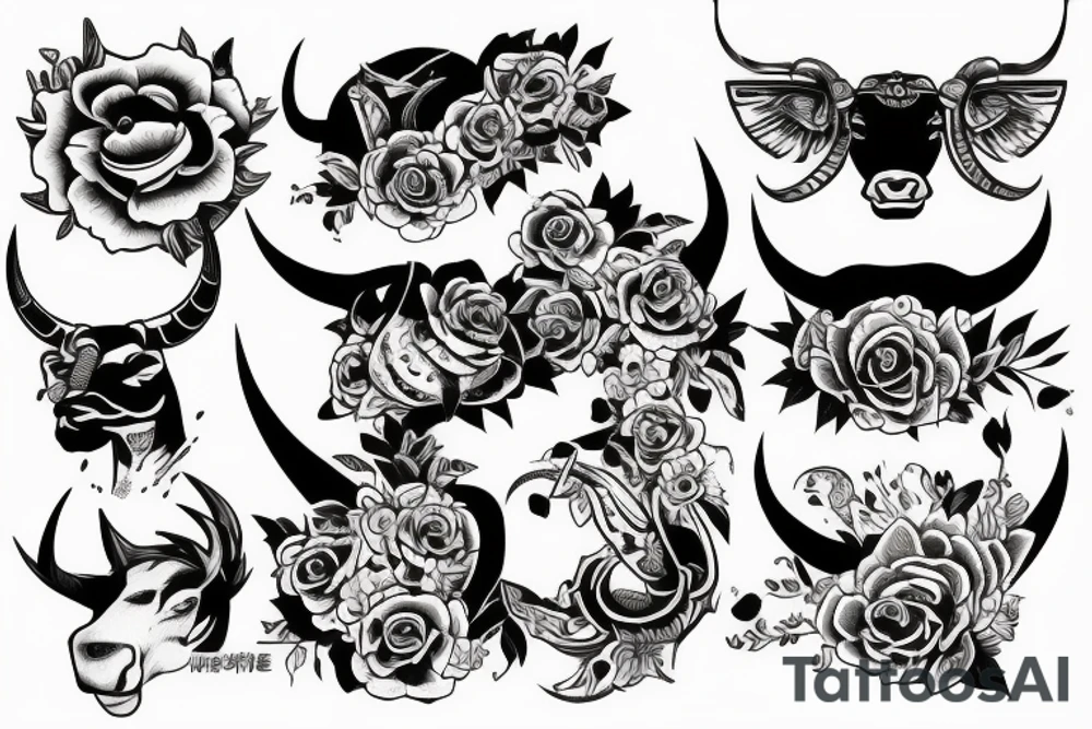 Bull split down the middle with a queen on the other side tattoo idea