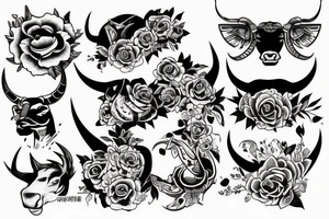 Bull split down the middle with a queen on the other side tattoo idea