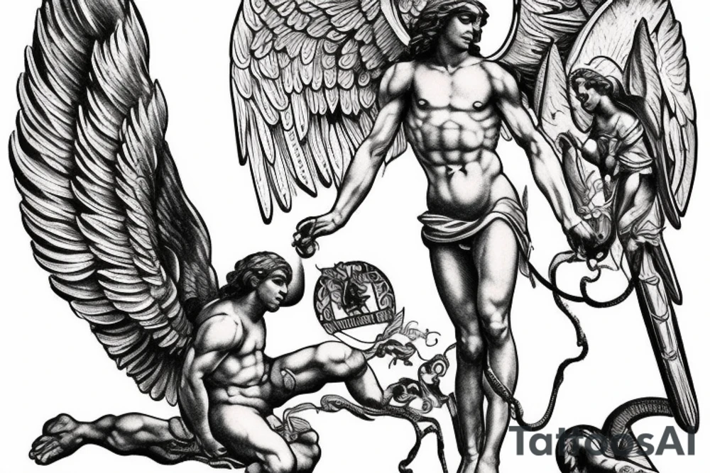 Archangel Michael and snake tattoo idea