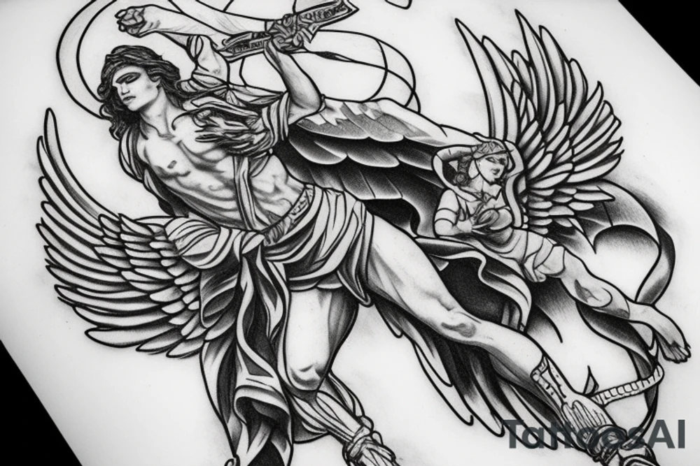 Archangel Michael and snake tattoo idea